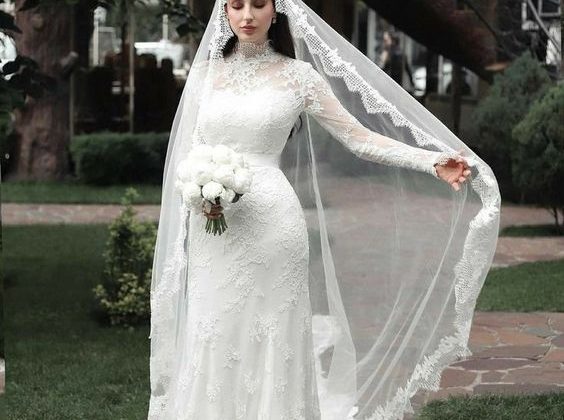 صور افضل موديلات فساتين زفاف دانتيل منفوشة